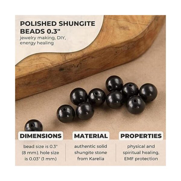 Karelian Heritage Shungite Juego de 50 cuentas redondas