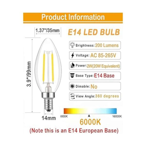Lamsky E14 Filamento europeo con base de tornillo LED en_2