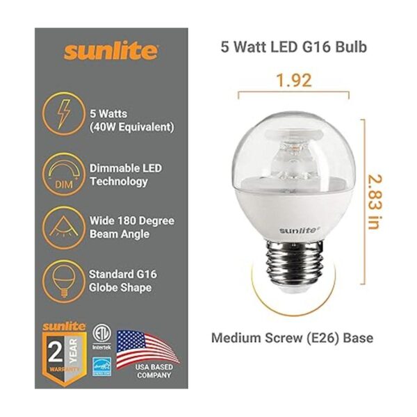 Sunlite Bombilla LED G16LED5WE26DCLE27K3PK