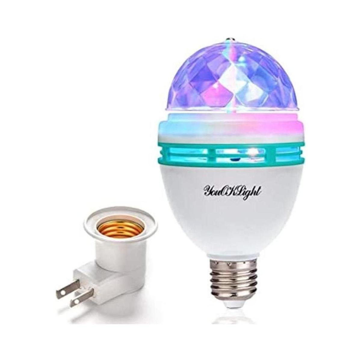 Bombilla de discoteca E26 giratoria RGB para fiesta luz