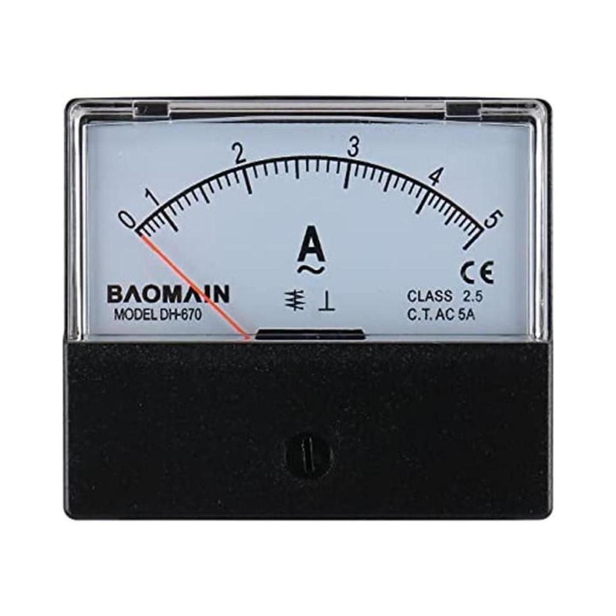 Baomain Ammeter DH670 AC 05A Panel de aguja de amperaje