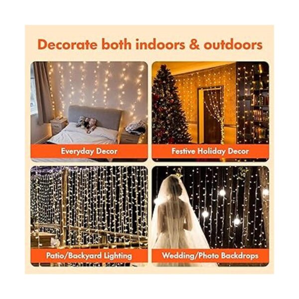 Twinkle star Cortina de cadena de 300 LED para ventana_3