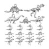 50 dijes de dinosaurio mezclados de plata antigua_1