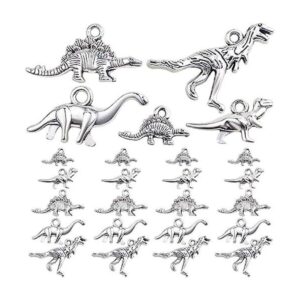 50 dijes de dinosaurio mezclados de plata antigua_1
