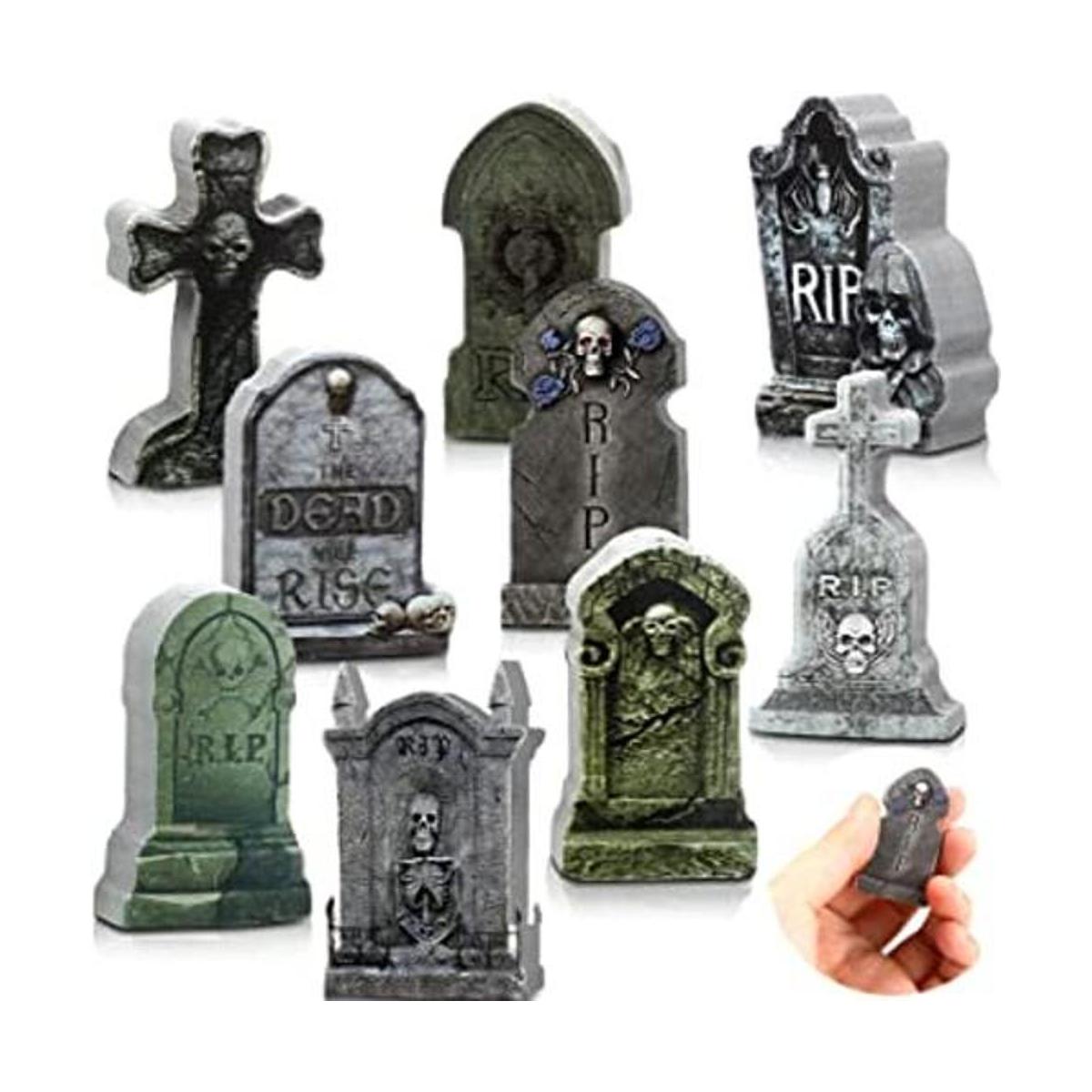 9 piezas de lápidas en miniatura de Halloween mini