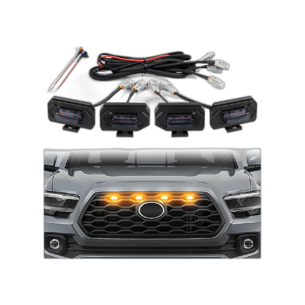Luces LED de parrilla mejoradas 4 piezas compatibles con