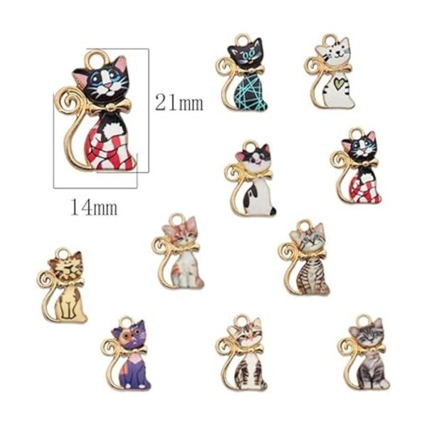 GTONEE 20 bonitos dijes de gato de aleación esmaltada para_3