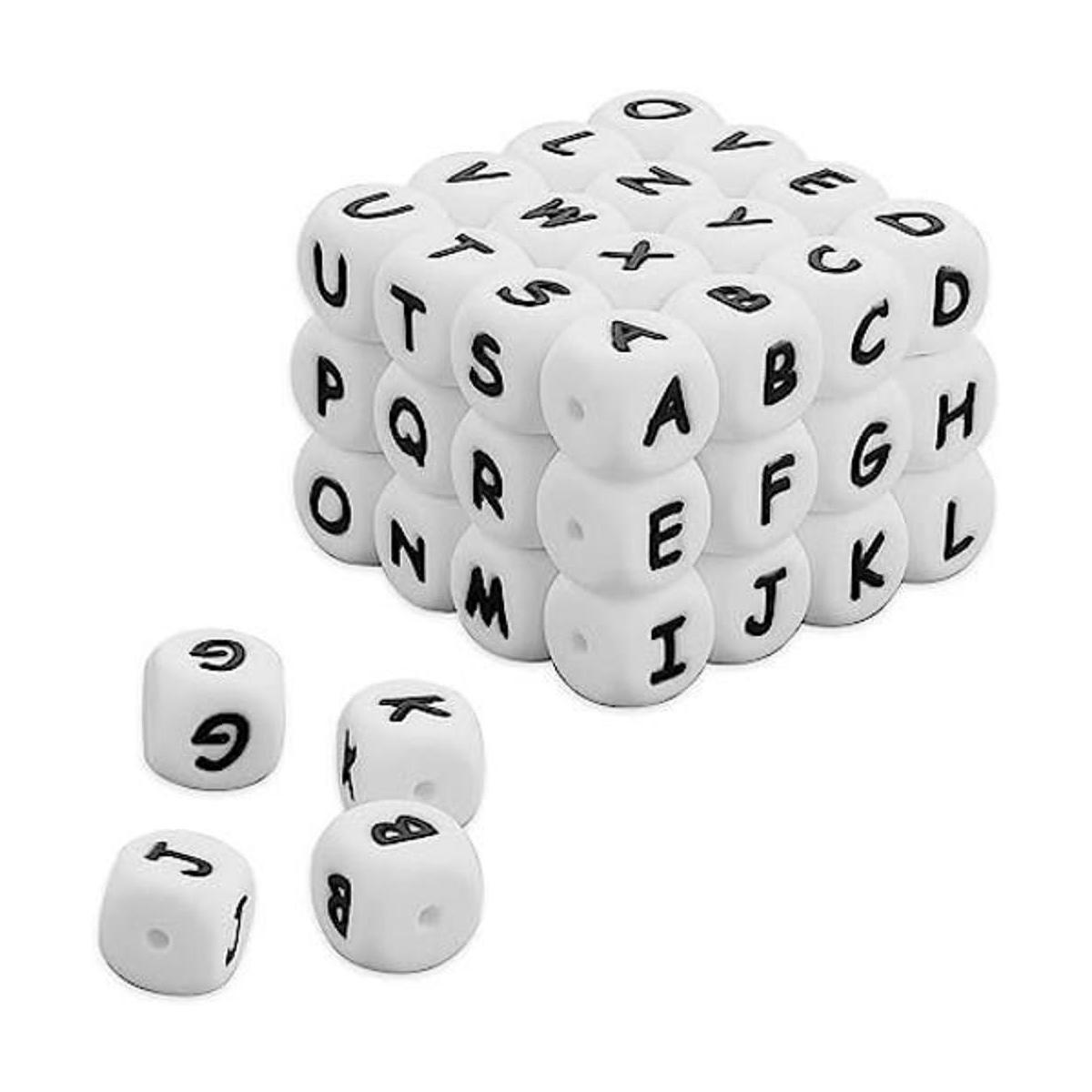 52 cuentas de letras de silicona cuentas cuadradas del