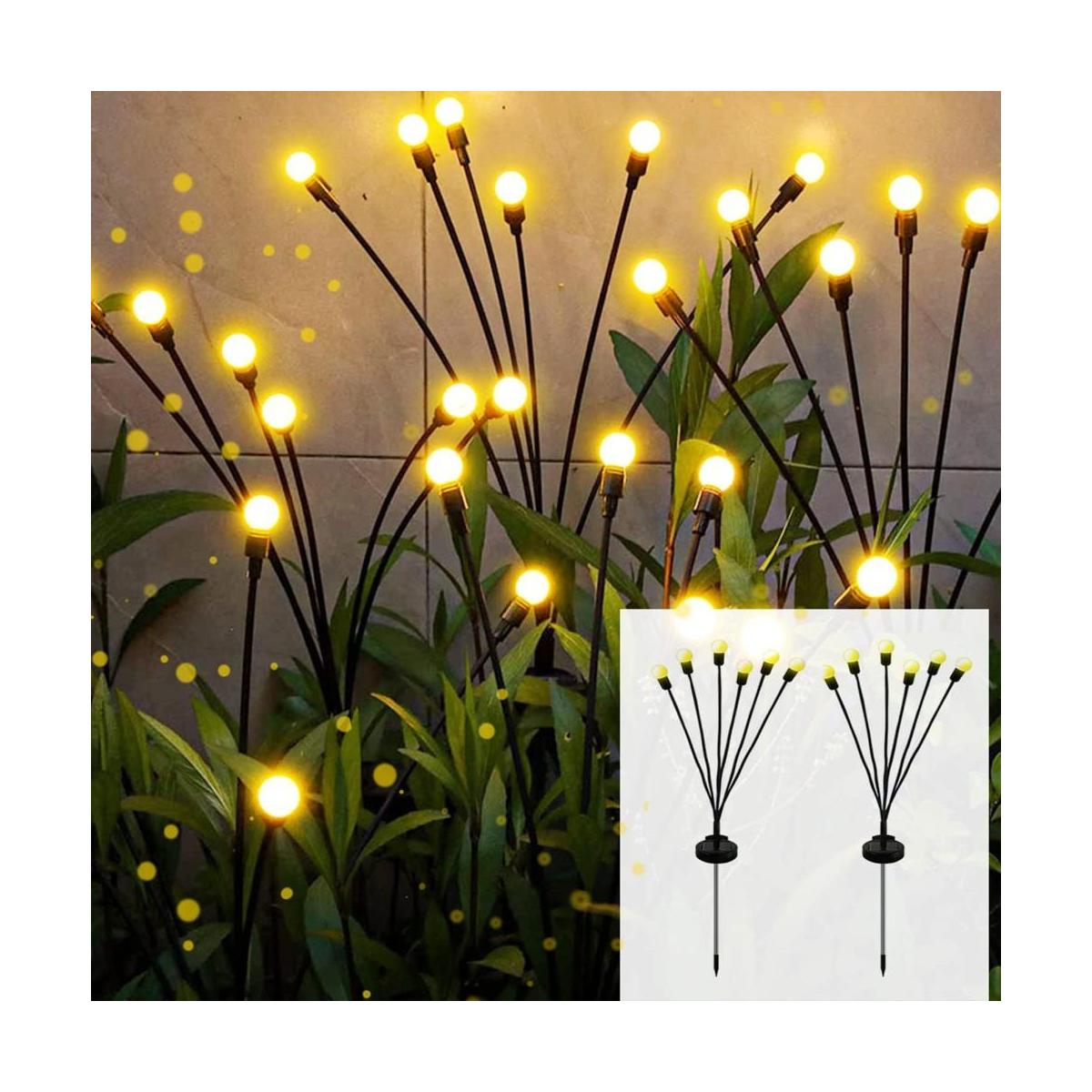Paquete de 2 luces solares de jardín luces de luciérnaga