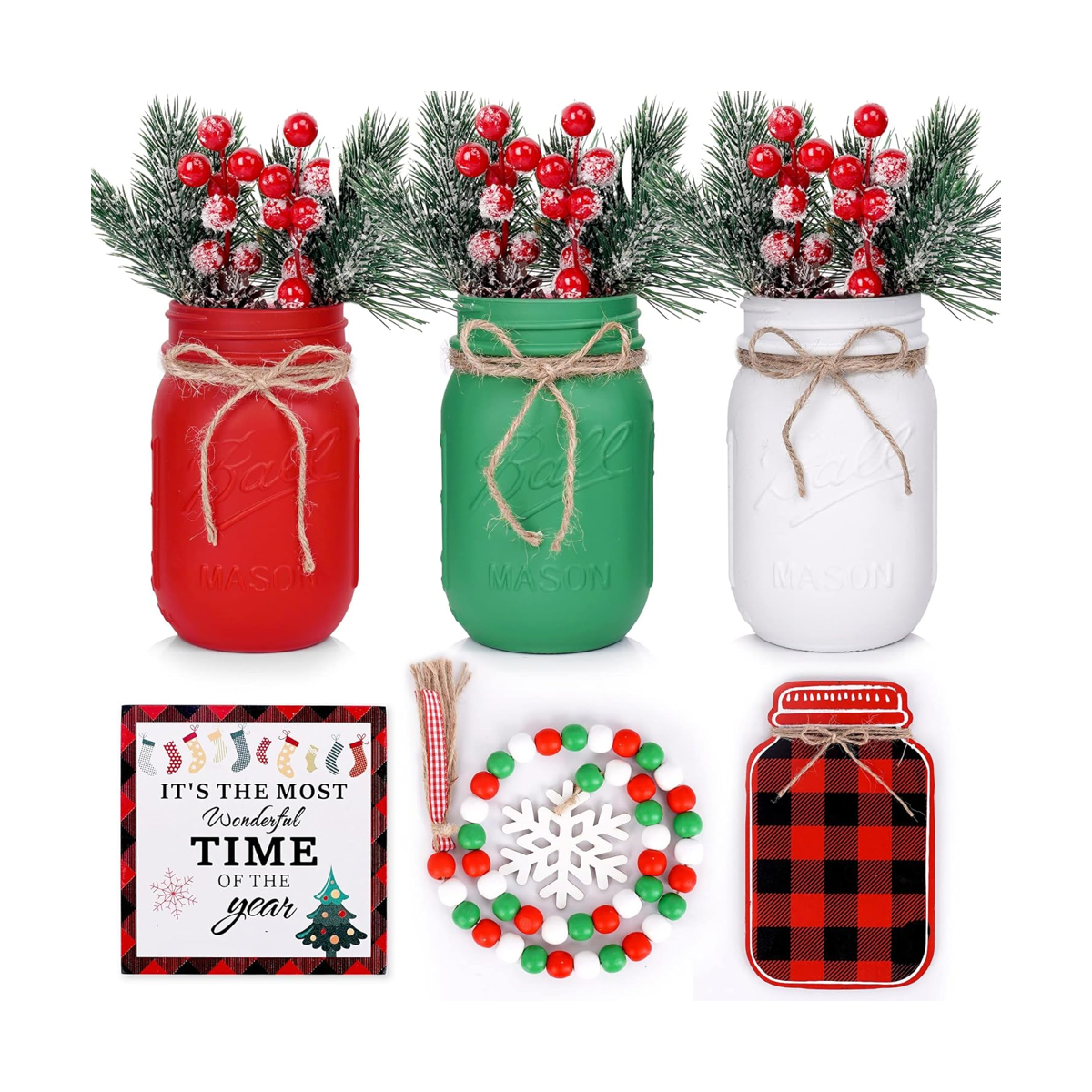 Tarros de Navidad para centro de mesa decoración de árbol