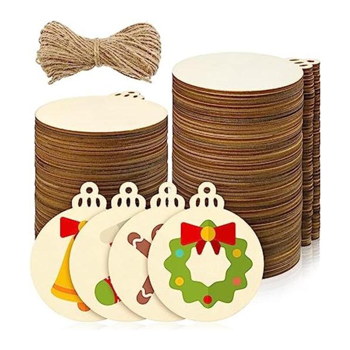 Spiareal 200 piezas de adornos de madera de Navidad de 3.5
