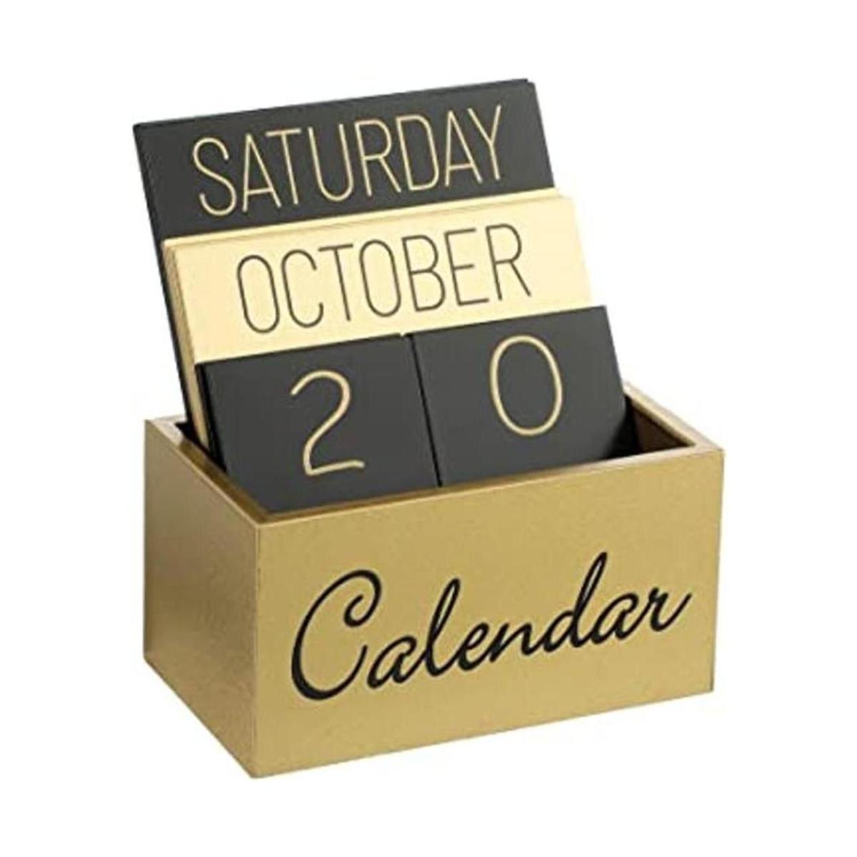 Escritorio de madera vintage calendario perpetuo bloques