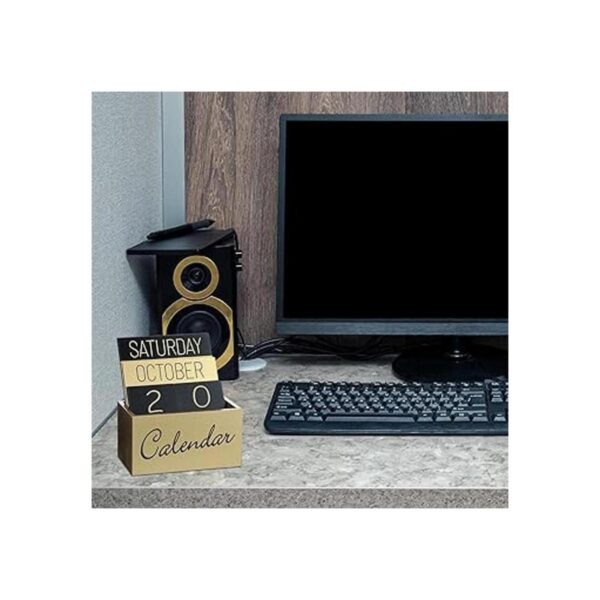 Escritorio de madera vintage calendario perpetuo bloques_6