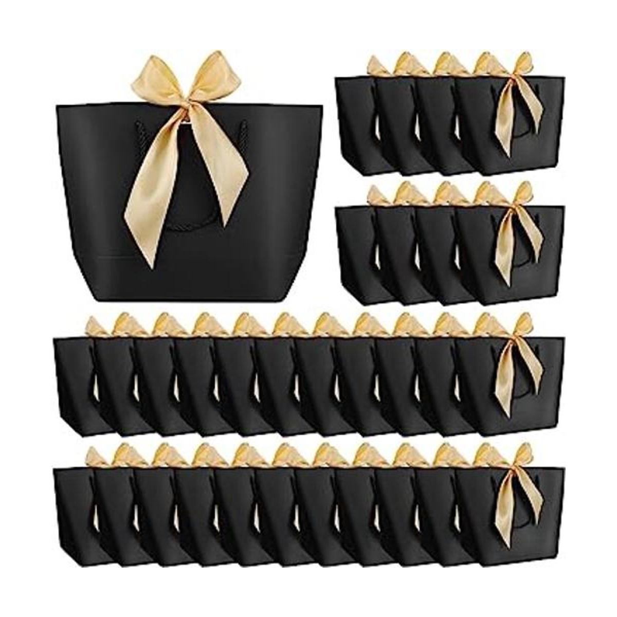 Paquete de 36 bolsas de regalo negras con asas bolsas de