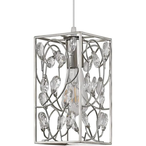 SHENGQINGTOP Lámpara colgante moderna de cristal con jaula_2
