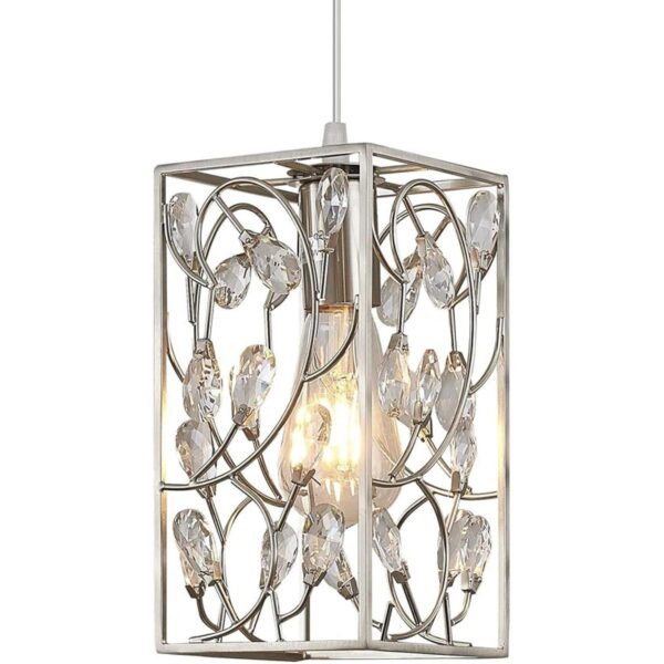 SHENGQINGTOP Lámpara colgante moderna de cristal con jaula_1
