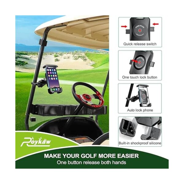 Roykaw Soporte de teléfono para carrito de golf para_4