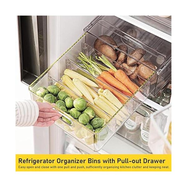Paquete de 3 cubos organizadores de refrigerador con cajón_2