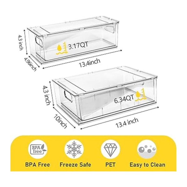 Paquete de 3 cubos organizadores de refrigerador con cajón_4