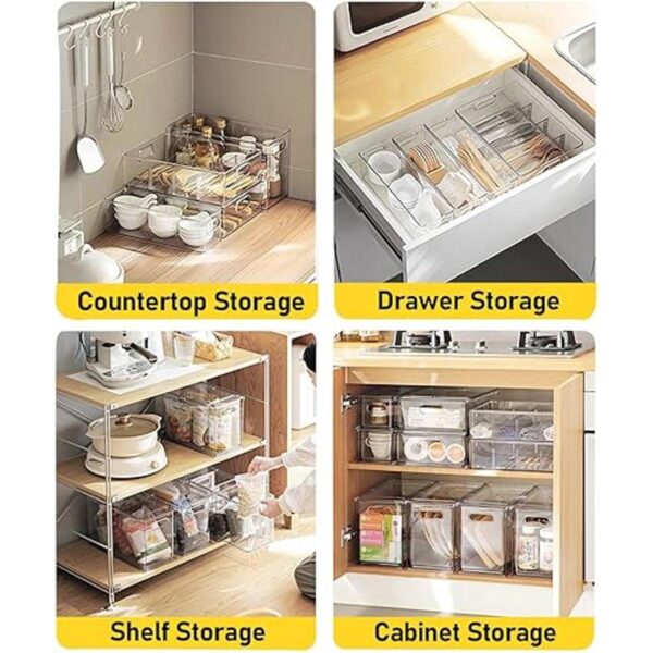 Paquete de 3 cubos organizadores de refrigerador con cajón_6