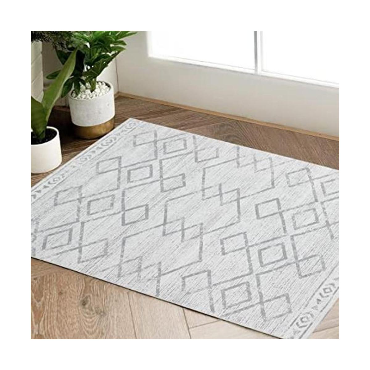 JINCHAN Area Rug 2x3 Entryway Grey Modern Rug Kitchen Low