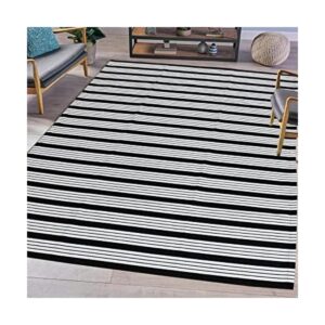 Alfombra a rayas blancas y negras de 4 x 6 pies alfombra
