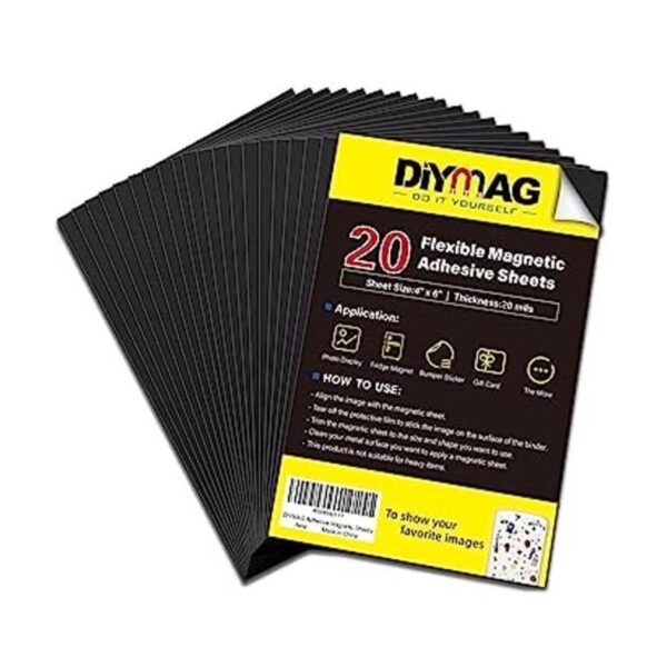 DIYMAG Hojas adhesivas magnéticas 4 x 6 pulgadas paquete