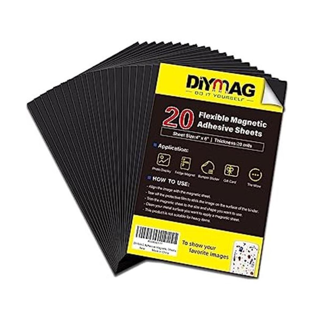 DIYMAG Hojas adhesivas magnéticas 4 x 6 pulgadas paquete