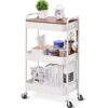 TOOLF Carrito rodante de 3 niveles carrito de metal con
