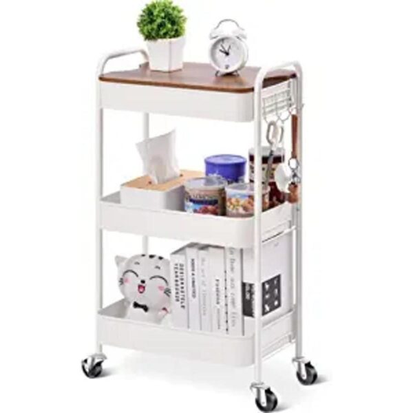 TOOLF Carrito rodante de 3 niveles carrito de metal con