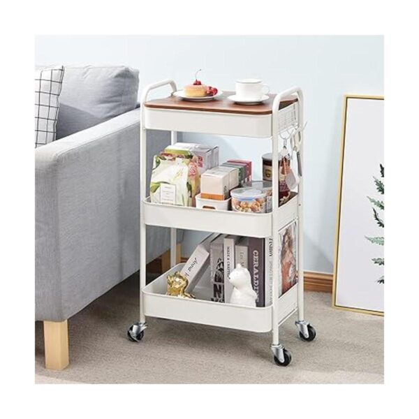 TOOLF Carrito rodante de 3 niveles carrito de metal con