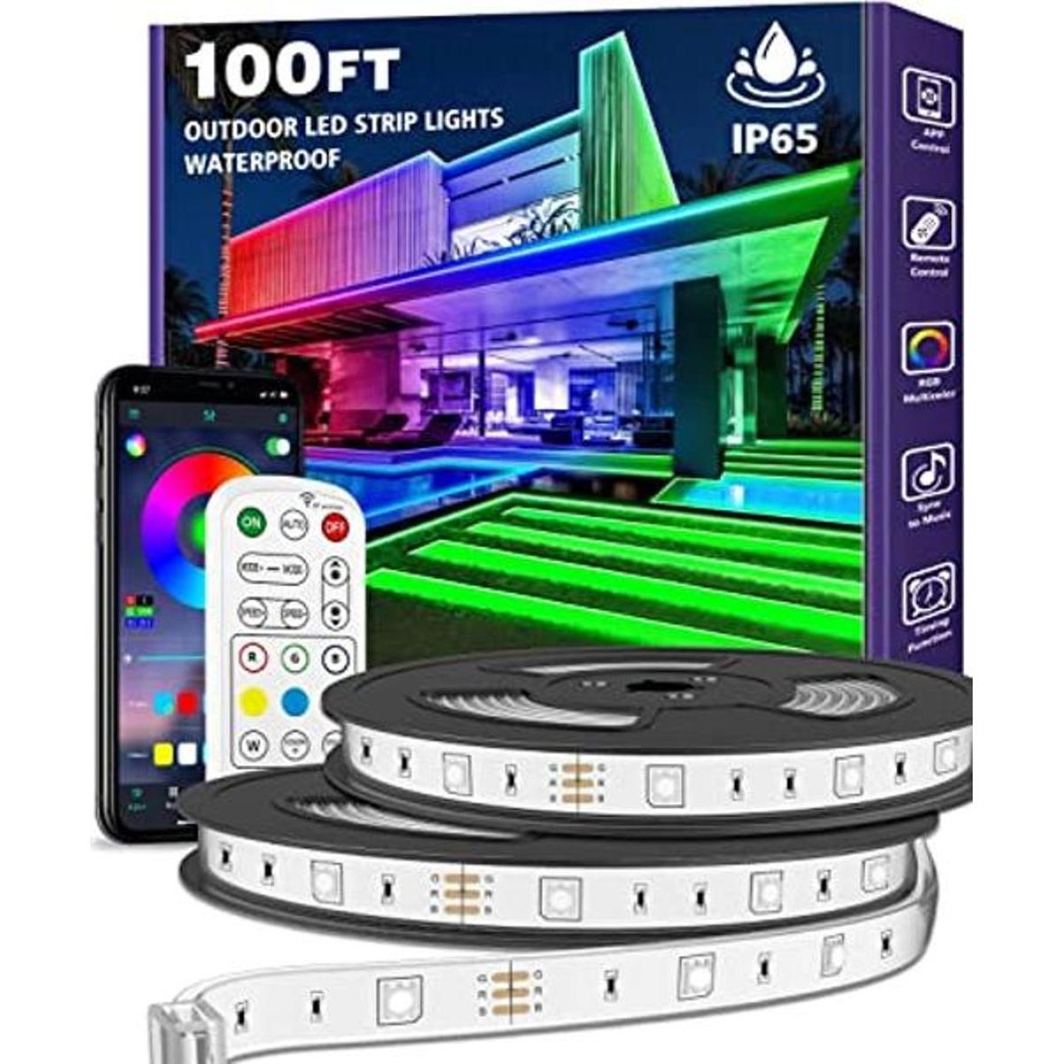 Tira de luces LED para exteriores de 100 pies impermeable