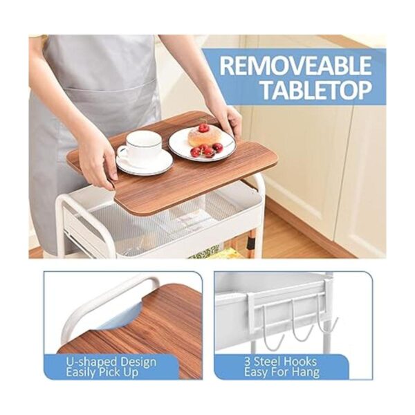 TOOLF Carrito rodante de 3 niveles carrito de metal con