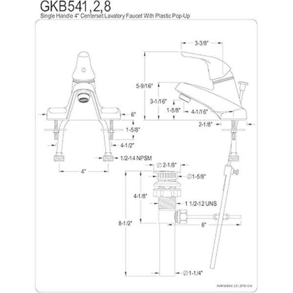 Kingston Brass GKB548 Chatham Grifo central de baño de 4_2