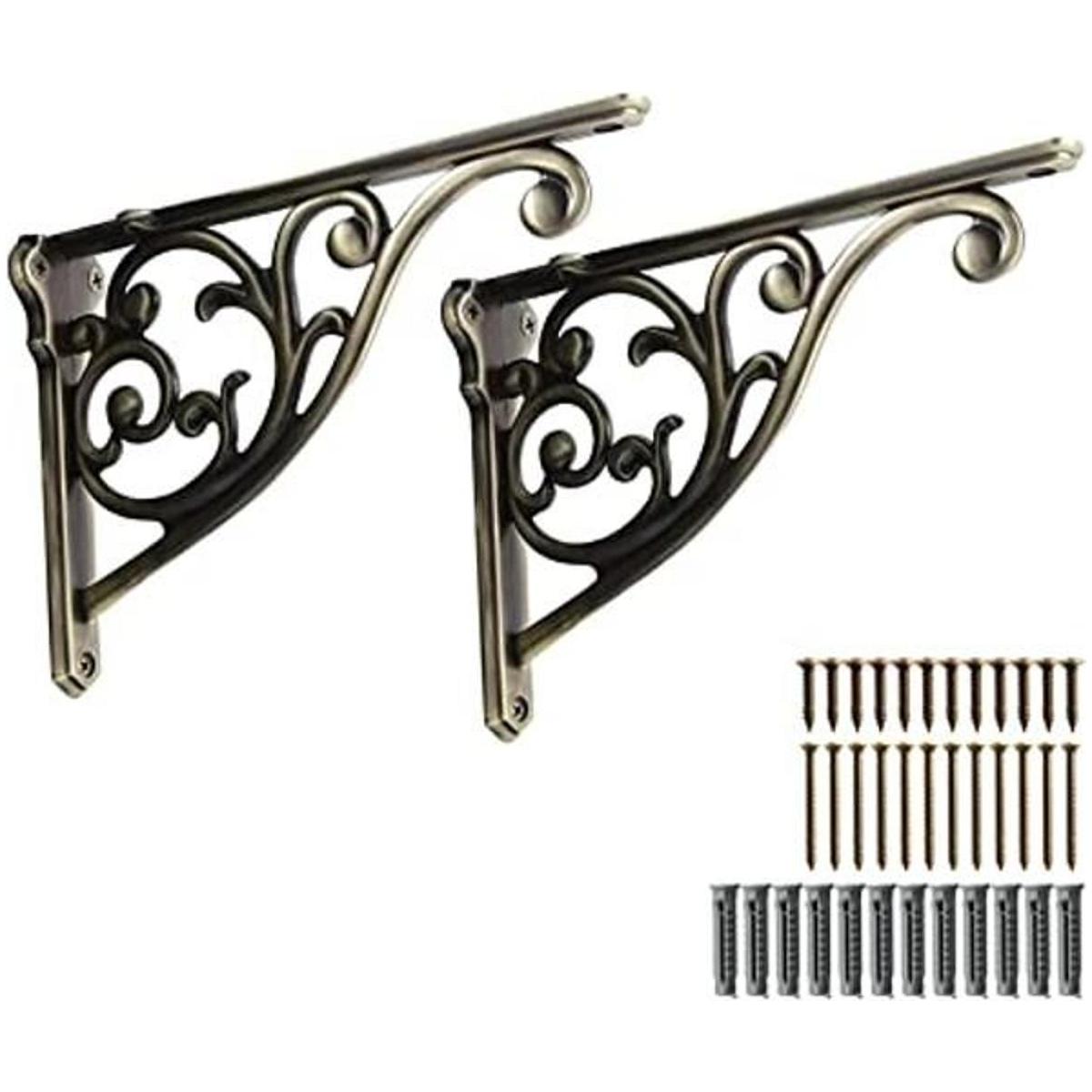 Soportes de estante de bronce de 7.87 x 56 x 1.7 pulgadas