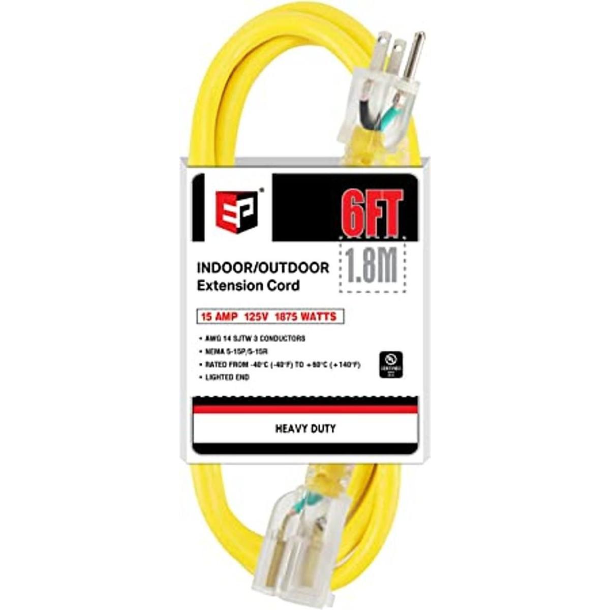 EP Cable de extensión para exteriores iluminado de 6 pies