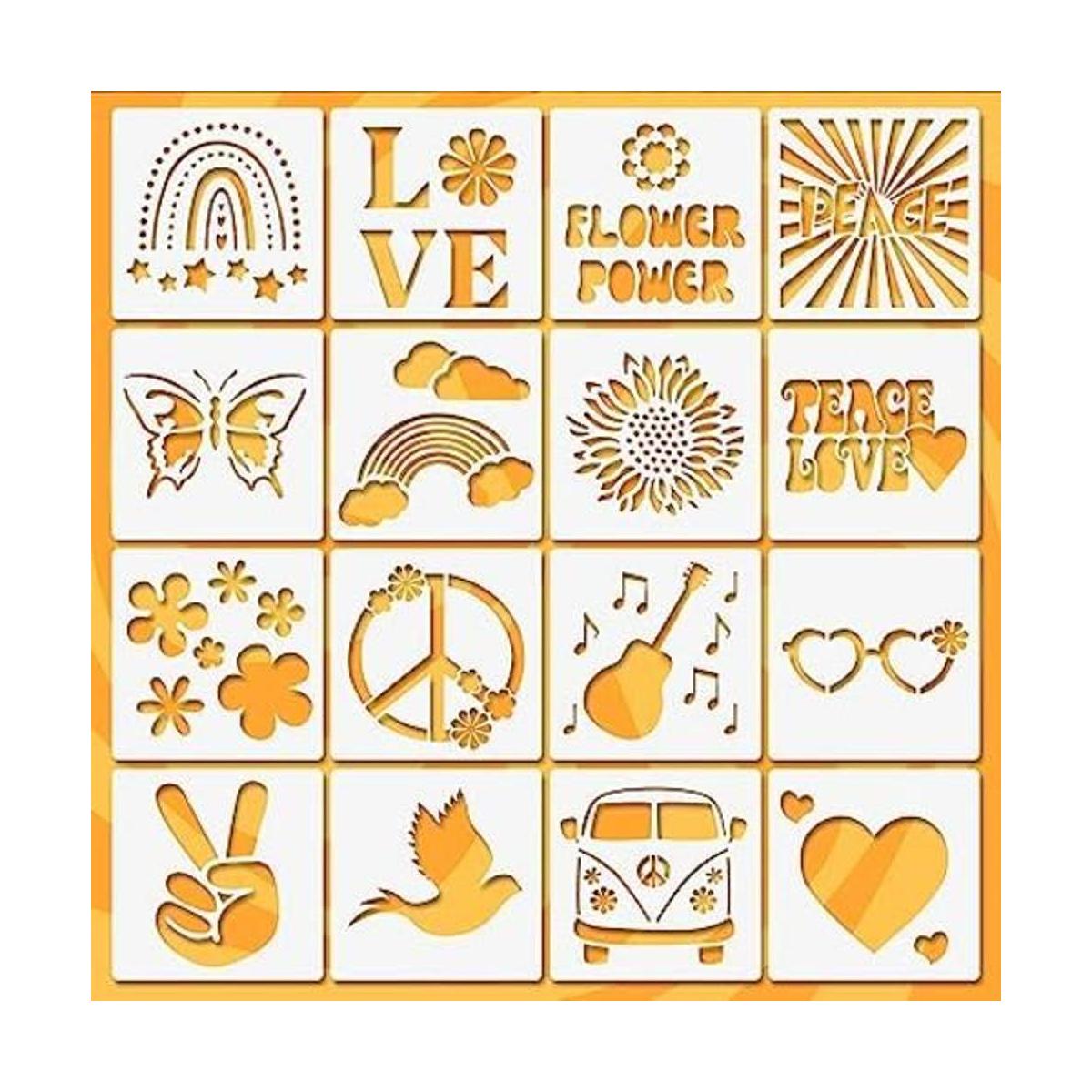 Plantillas de paz y amor 16 plantillas hippie estilo