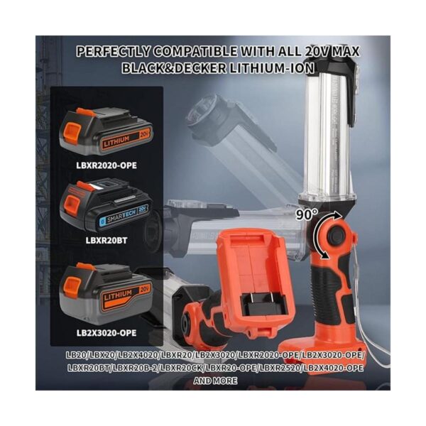 Luz de trabajo LED de 2000 lm para batería de litio Black