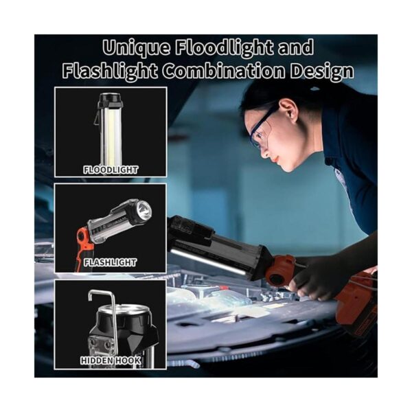 Luz de trabajo LED de 2000 lm para batería de litio Black