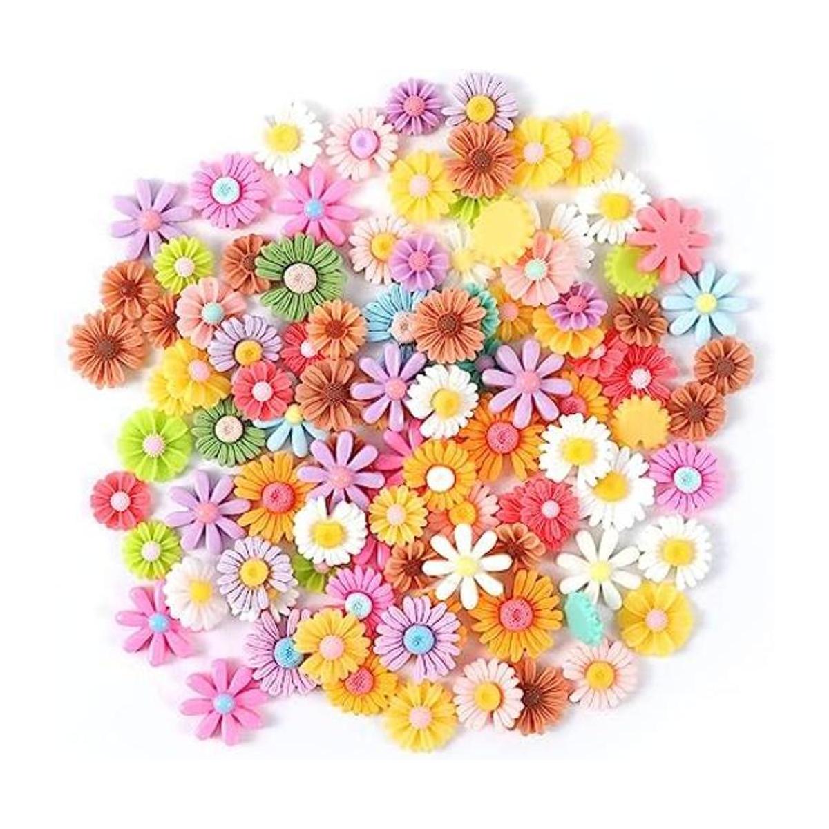 KINBOM 100 dijes de resina de flores cuentas de resina de