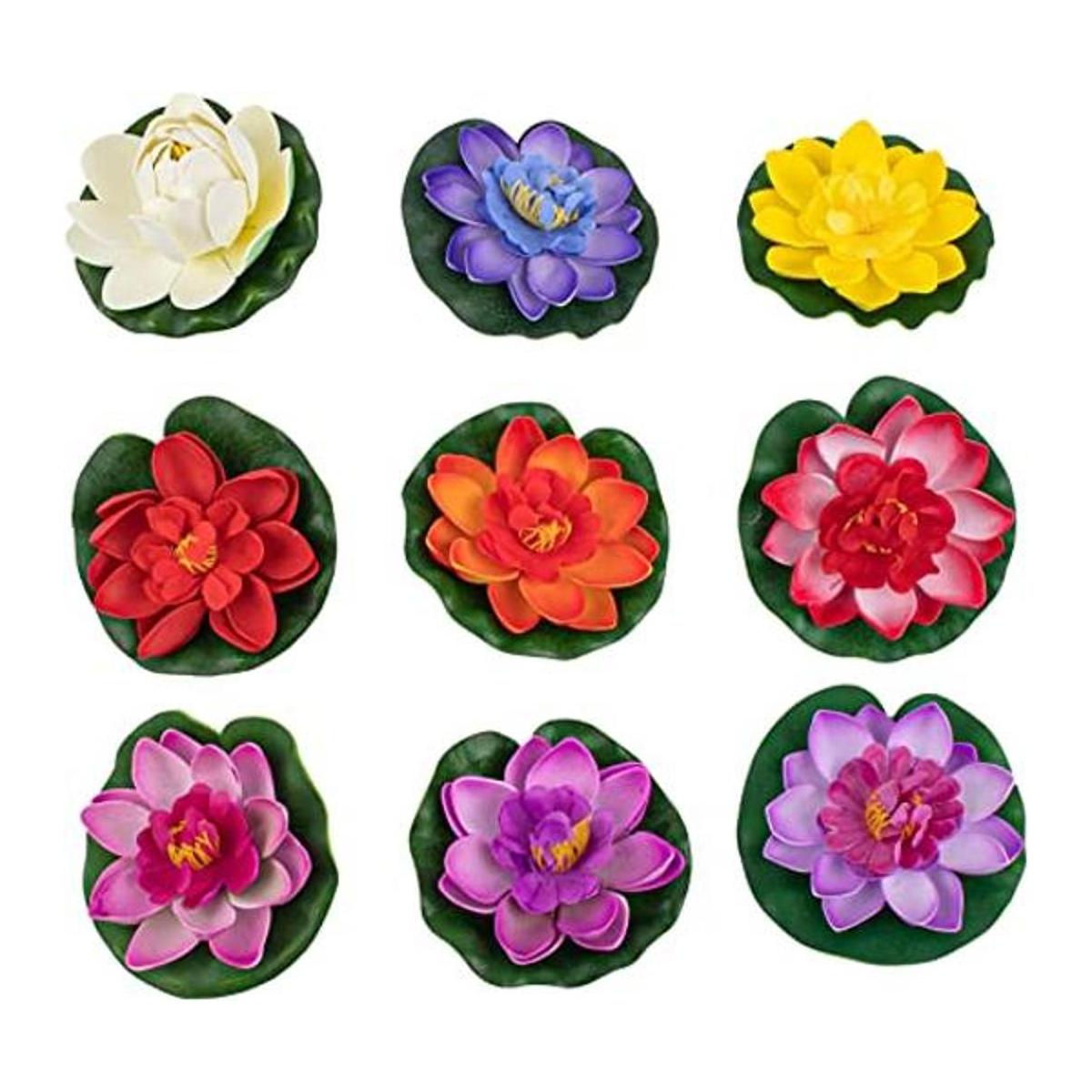AUEAR Paquete de 9 flores de loto de espuma flotante