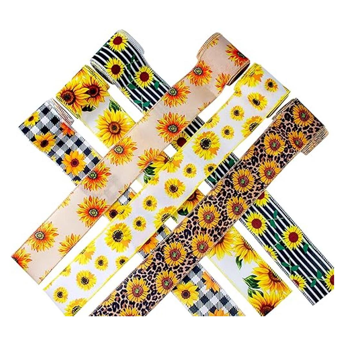 Mlurcu Cinta de girasol con alambre 6 rollos de 40