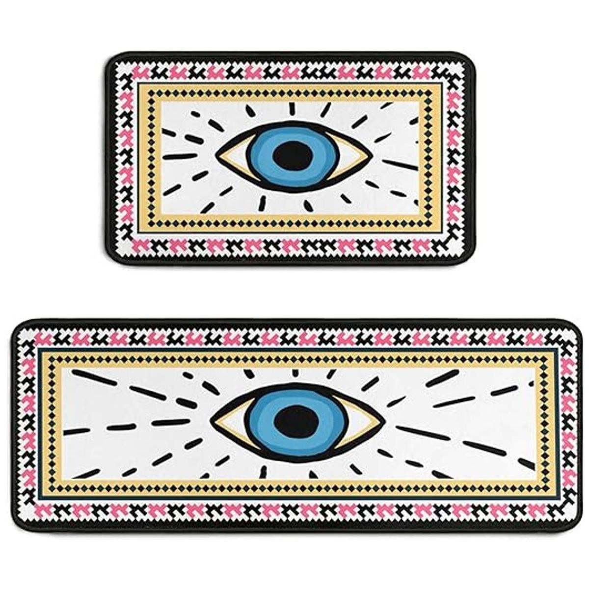 Evil Eye Juego de 2 alfombras de cocina bohemias