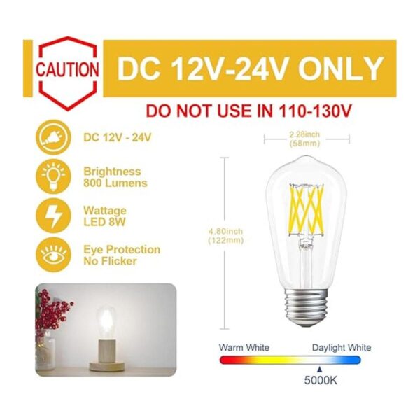 Bombilla LED Edison de 12 V equivalente a 80 vatios base_2