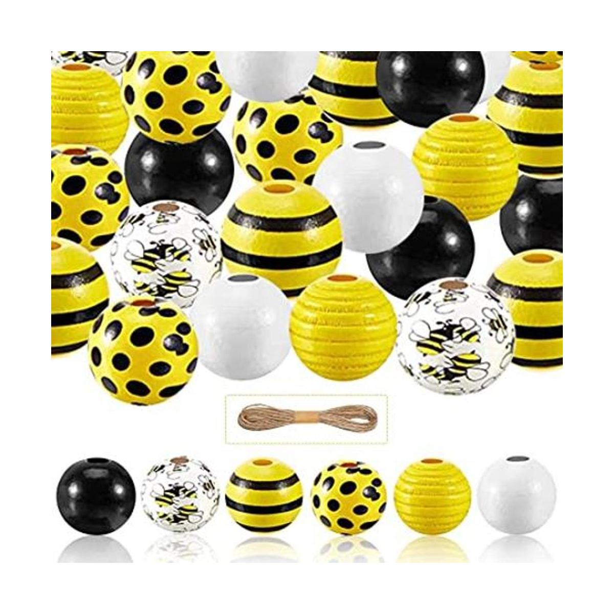 MEMOVAN 100 cuentas de madera de abeja de 0.630 in
