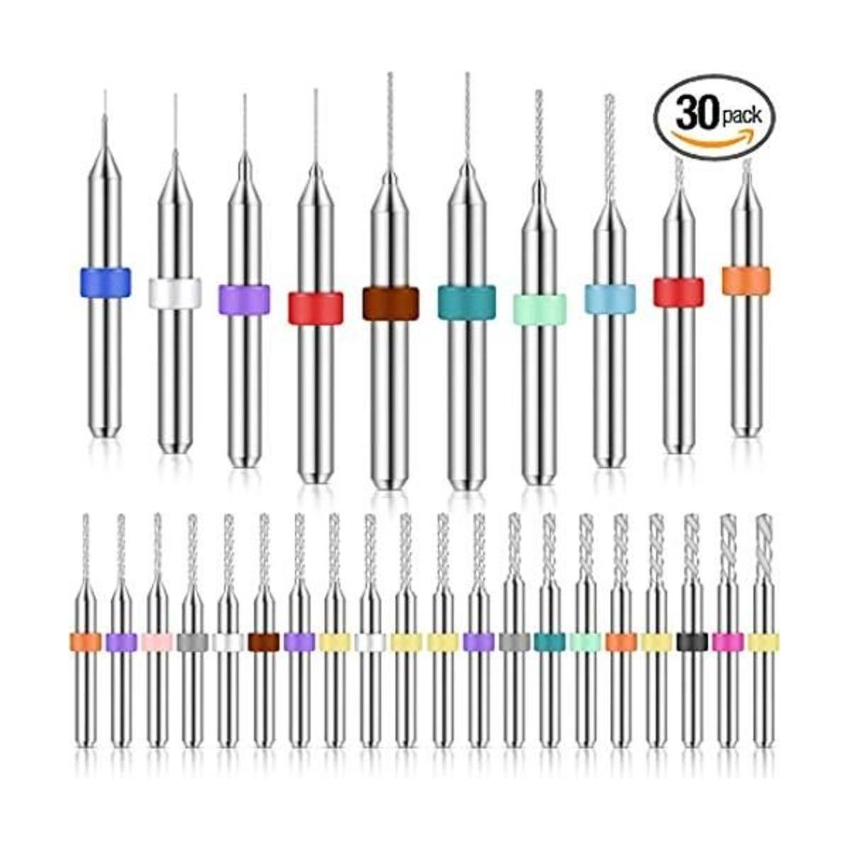 Juego de 30 micro brocas de carburo de tungsteno placa de