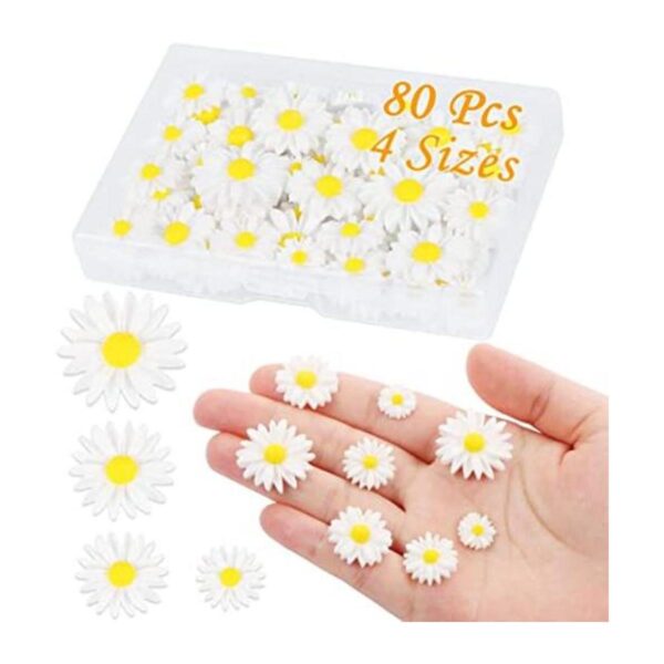 CCOZN 80 piezas de flores de resina con parte trasera
