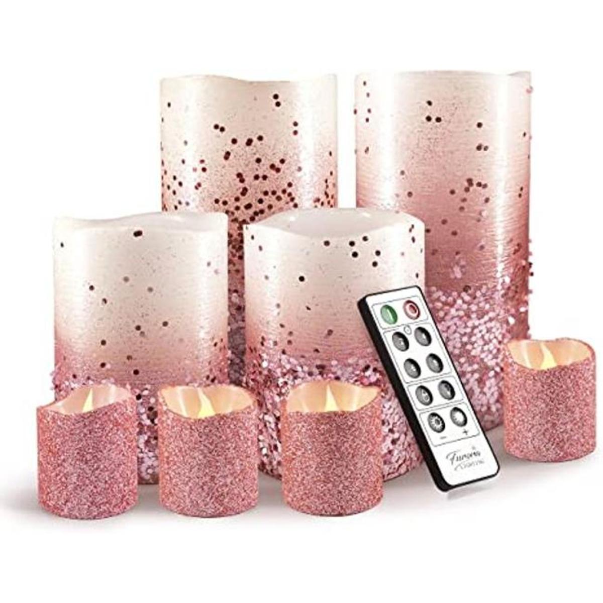 Furora LIGHTING Velas LED de color oro rosa paquete de 8
