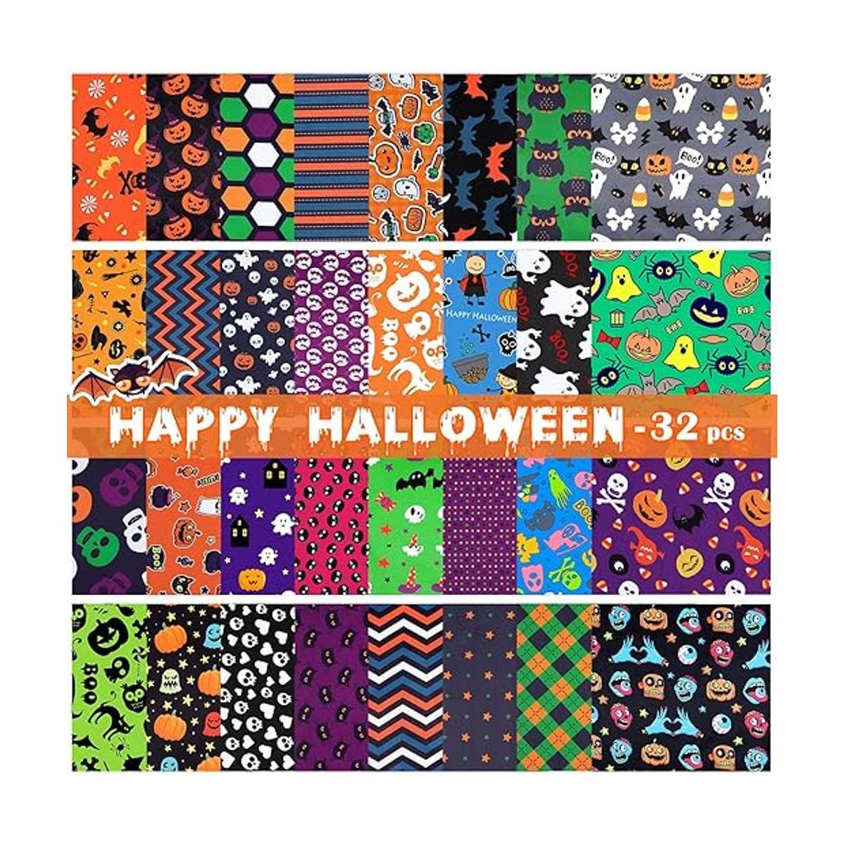32 piezas de tela de Halloween de 10 x 10 pulgadas tela