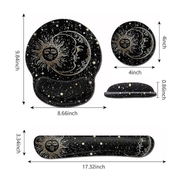 Alfombrilla de mouse negra con borde cosido reposamuñecas_2
